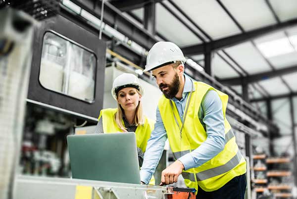 two workers in hard hats