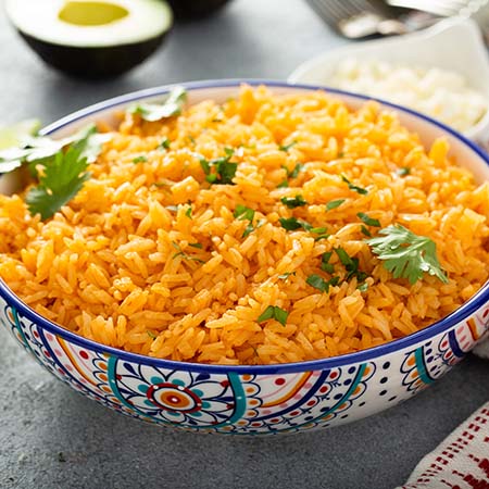 Mexican rice in a serving bowl